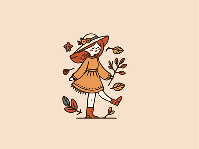 Autumn themed cute woman autumn design female girl graphic design leaf leaves season woman