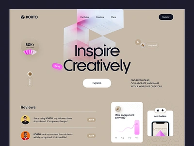 Korto - Website Design content content creation content management design landing page social content social media management ui uidesign website design