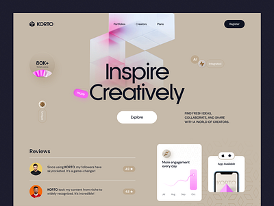 Korto - Website Design content content creation content management design landing page social content social media management ui uidesign website design