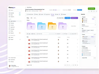📂 Managex CRM – Deal's File Manager businessautomation client manager crm dealmanagement filemanager productivitytools saas design salespipeline ui