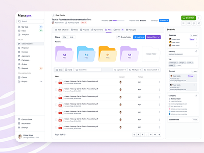 📂 Managex CRM – Deal's File Manager businessautomation client manager crm dealmanagement filemanager productivitytools saas design salespipeline ui