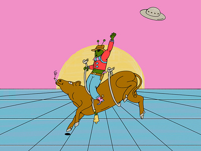 Space Cowboy alien character character design cow cowboy monster rodeo space ufo