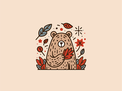 Autumn themed Brown Bear animal autumn bear brownbear design graphic design pet