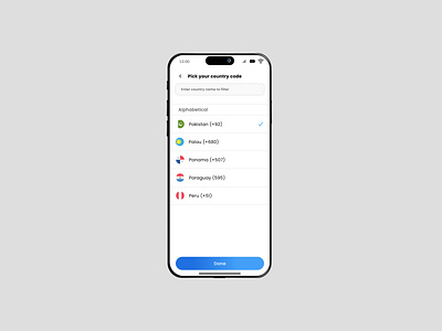 Daily UI Challenge # 20 - Country Code View Screen android country code daily challenge daily ui daily ui challenge 20 design figma figma design illustration iphone ui ui design uiux