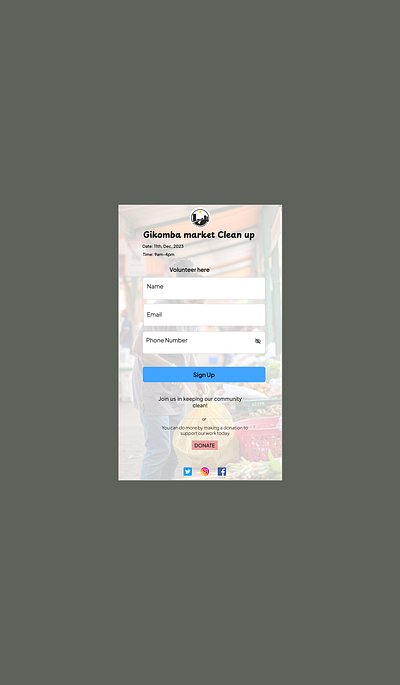 Volunteer Sign up form dailyui