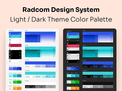 Radcom Design System Light/Dark Theme Color Palette branding color palette design system style guide ui