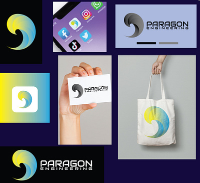 Paragon Engineering logo and brand identity branding design engineering graphic design illustration logo logo design typography ui ux vector