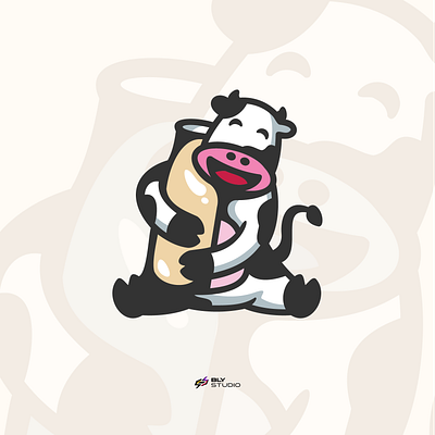 Cow & Milk Bottle brand cartoon logo cow graphic design ilustration ilustrator logo mascot logo milk bottle playfull vector