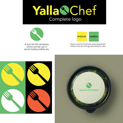 Yalla Chef Minimalistic logo design branding chef design graphic design illustration logo logo design typography vector