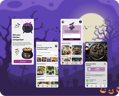 Halloween Recipe Mobile App design dribbble halloween halloweenappdesign halloweenrecipe mobileappdesign ui uidesign uiux uiuxdesign ux uxdesign websitedesign witch