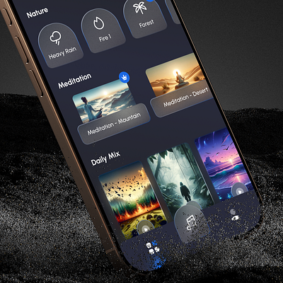 Meditation App - UI Design app dark design figma illustration ios meditation music nature noise peace sound ui ux