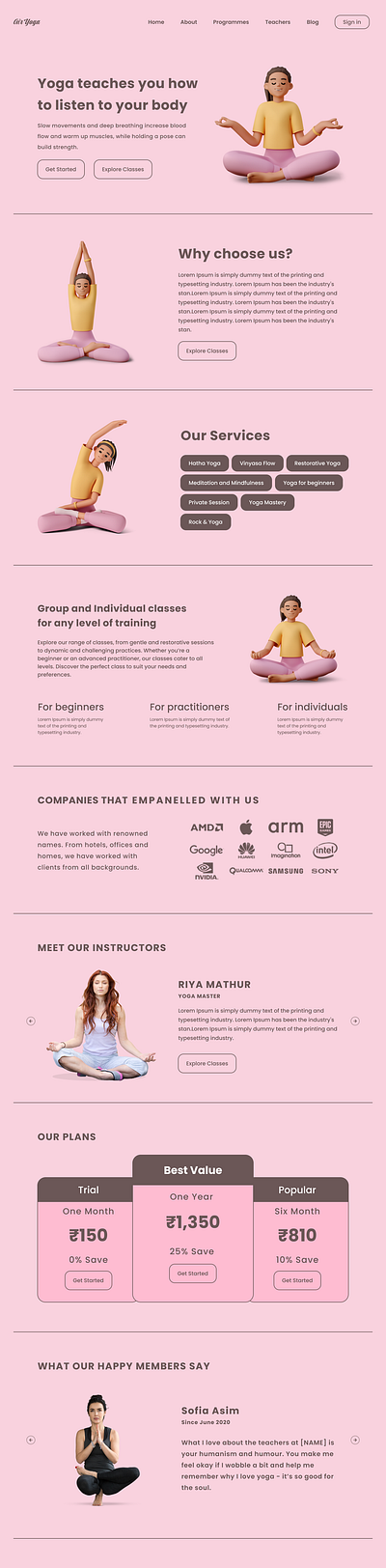 Air Yoga Minimal Webpage 3d animation branding graphic design logo ui