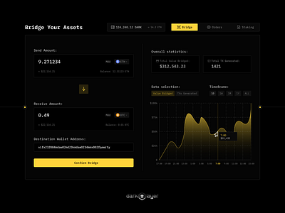 Crypto Bridge & Swap dApp UI Design (+ Statistics) application crypto dapp defi design dex illustration orange ui ux