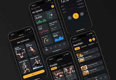 Leona - Fitness App UI Kit clean dark fitness app ui food app minimal mobile app running app sport ui sports analytics app sports app timer app ui ux