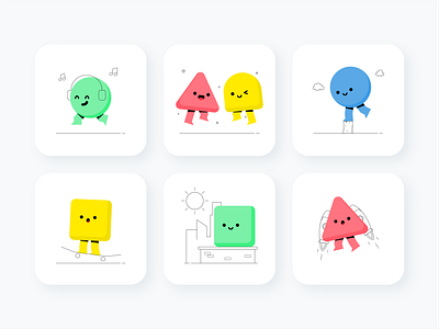 Flat illustrations of personality flat friendship goal happy illustration joy personality relax shape ui