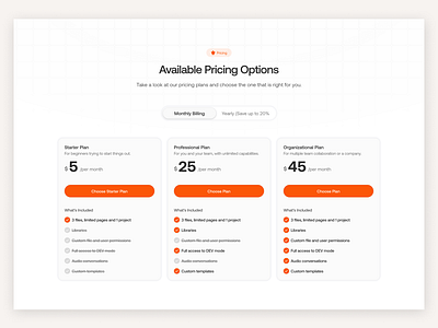 Available Pricing Options for a SaaS Platform figma pricing options ui ux web3