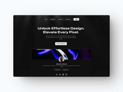 Dark aesthetic hero section design. clean dark minimalist ui webdesign
