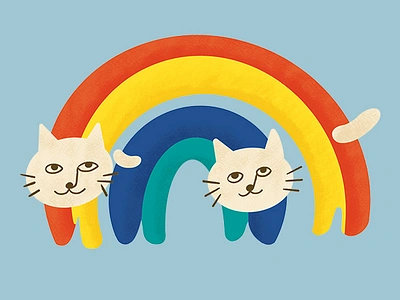 🐱 Cat Vibes Only 🌈 animals cats digital artwork illustration rainbow