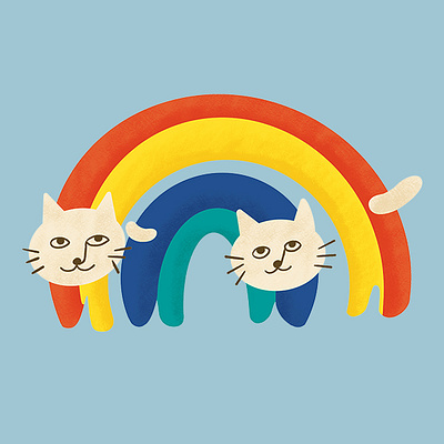 🐱 Cat Vibes Only 🌈 animals cats digital artwork illustration rainbow