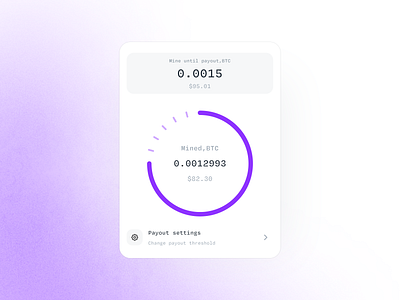 Mining Progress Widget bitcoin bitcoin mining btc coins crypto crypto wallet mining network comision payout settings payout threshold payouts progress settings transaction wallet web2 web3 widget