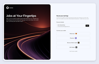 Wallet connection for a Freelance Platform design dribbble freelance ui ux web design web3