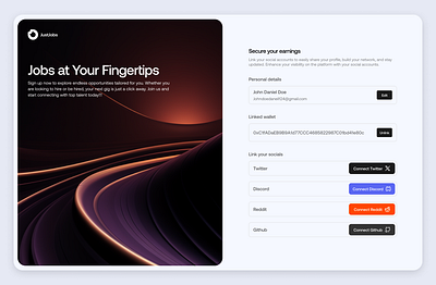 Social Profiles Link for Freelance Platform design freelance ui ux web design