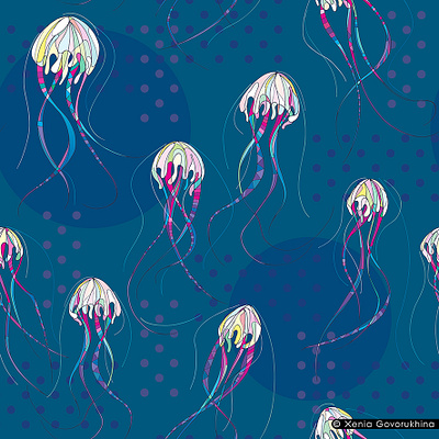 Jellyfish seamless pattern 2018 fabric pattern seamless textile vector