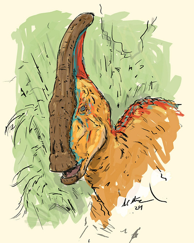 Parasaurolophus color practice concept art creature design design illustration paleoart