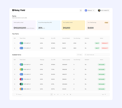 Yield Farming UI Design dashboard design ui ux web design web3 yield farming