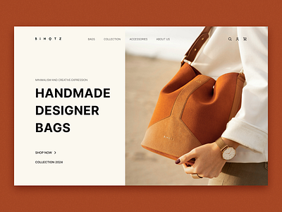 Concept Website online store. First screen bag concept design ui