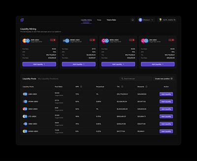 Liquidity Mining Dashboard Design dashboard figma ui ux web design web3