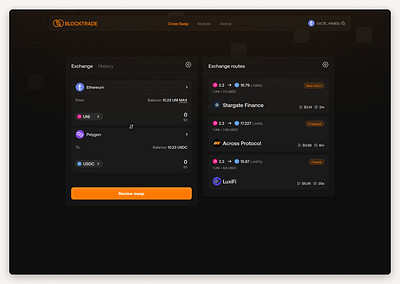 Swap Route Selection Interface figma ui uiux ux web3 website