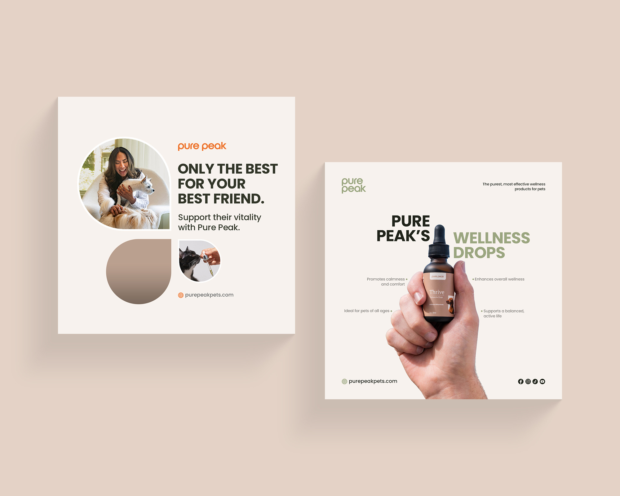 Pure Peak Social Media Motion Design ad animal animation branding cat design dog graphic masudhridoy motion graphics pets product promotion social media tonic vfx wellness
