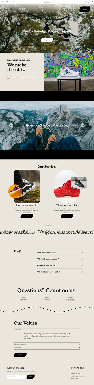 Better Falls Shoe Company branding design graphic design logo ui web design