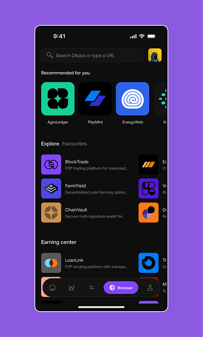 dApp Interface Design for Web3 Wallet dapp design figma mobile mobile design ui ux web3