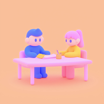 Characters studying - Cinema 4D 3d cinema4d illustation