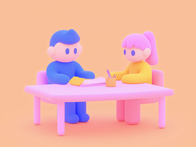 Characters studying - Cinema 4D 3d cinema4d illustation