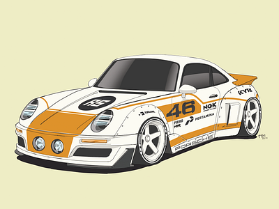 Widebody Porsche automotive graphic design illustration porsche poster race racecar racing wallpaper