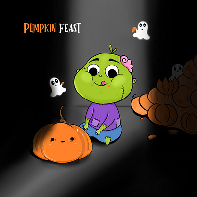 Pumpkin Feast! creative thinking doodle ghost graphic halloween illustration zombie