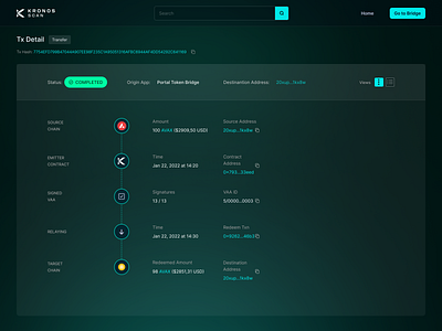 Kronos Scan - Transaction Overview - UI 🔥 ai bitcoin blockchain bridge bybit chain crypto crypto scanner design ether process product product design progress bar scan platform scanner stepper transaction overview transactions ui