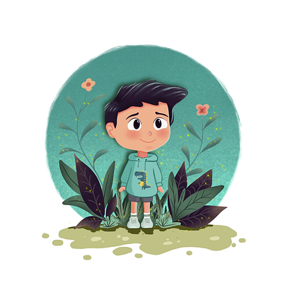 Boy in Bloom design drawing illustration procreate