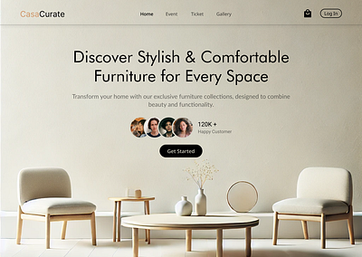 Landing Page of CasaCurate - Furniture Brend creativelandingpage ecommercedesign furnituredesign interiordesign landingpagedesign minimaldesign productdesign uiinspiration userexperience uxuidesign visualdesign webdesign