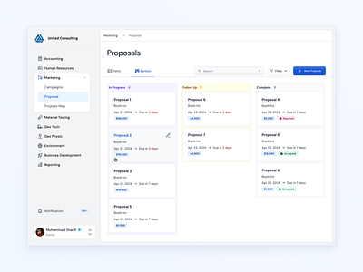 🏗️ Construction Dashboard admin dashboard button clean construction dashboard dashboard figma kanban view modern admin panel modern ui navbar proposal status table view ui ui design united consultant view