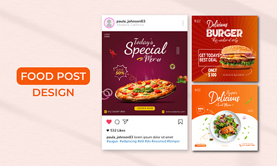 Food Social Media Post Design business company creative design facebook post food graphic design illustration instagram post social media social media post social media post design