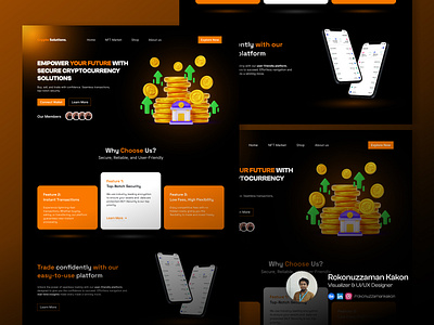 Crypto Website Landing Page crypto crypto website landing page design ui web design web template design website design