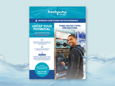 freshpure waters marketing flyer/leaflet branding company flyers flyerdesign freshpure leaflet design marketing materials one page flyer one pager design one sheet design print design promotional flyer sales flyer sales sheet sell sheet water flyer waterbrand