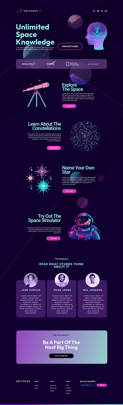 Website Mockup: Universe branding design figma ui uiux ux vector website