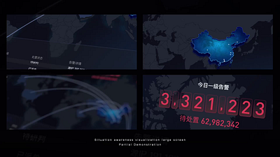 Situation awareness visualization large screen - 态势感知大屏 ae attack data early warning graphic design large screen monitor motion security technology ui visual graph visualisation