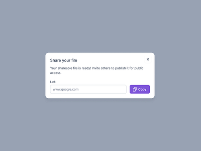 Share File Popup Modal with Intuitive Design autolayout ctabuttons design figmadesign illustration popupmodal responsivedesign ui uidesign uxdesign