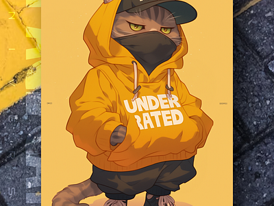 UNDERRATED 😼 ai branding cat daliy design illustration poster print